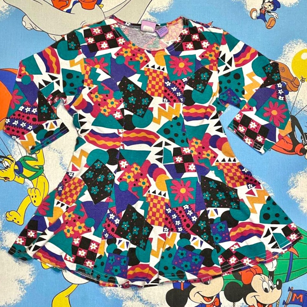 Vintage 90s colorful abstract floral Color Circuit kids dress 🌀